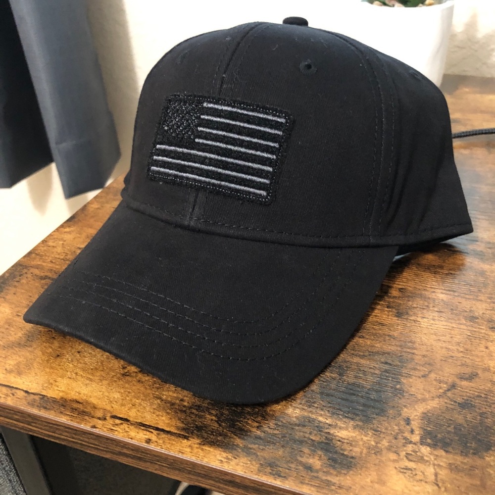 American flag hat black